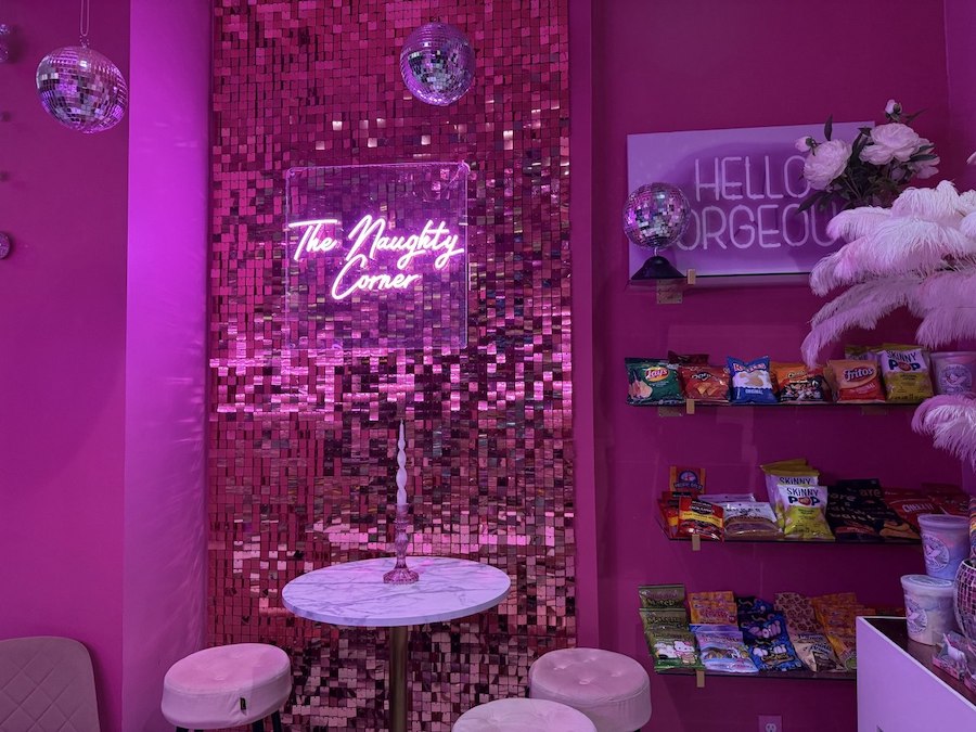 Playful shelves at The Naughty Corner brim with cheeky gifts.