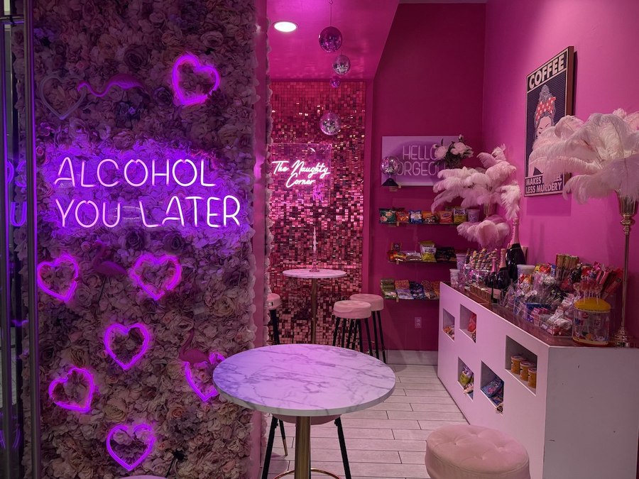 Bold neon signage and cheeky decor define The Naughty Corner at The Venetian.