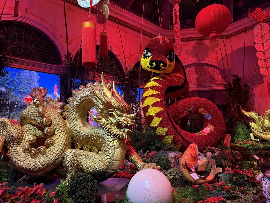 Festive decorations at The Venetian Resort Las Vegas, transforming the opulent spaces with celebratory flair.