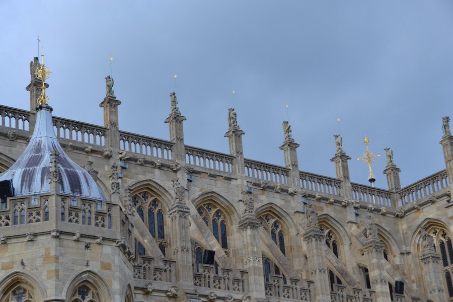 A close-up of the St. George’s Chapel exterior, with its intricate Gothic details.