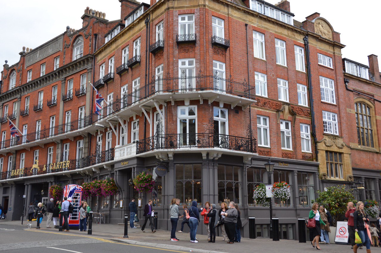 Elegant historic façade of The Harte & Garter Hotel