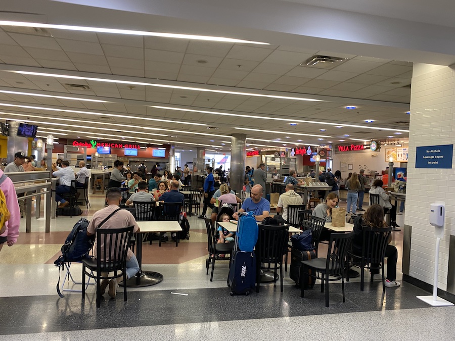 The food court and restaurants inside Atlanta Airport, offering Southern and global cuisines.