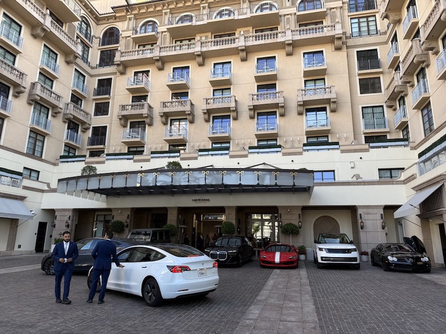 The Maybourne Beverly Hills luxury hotel exterior view.