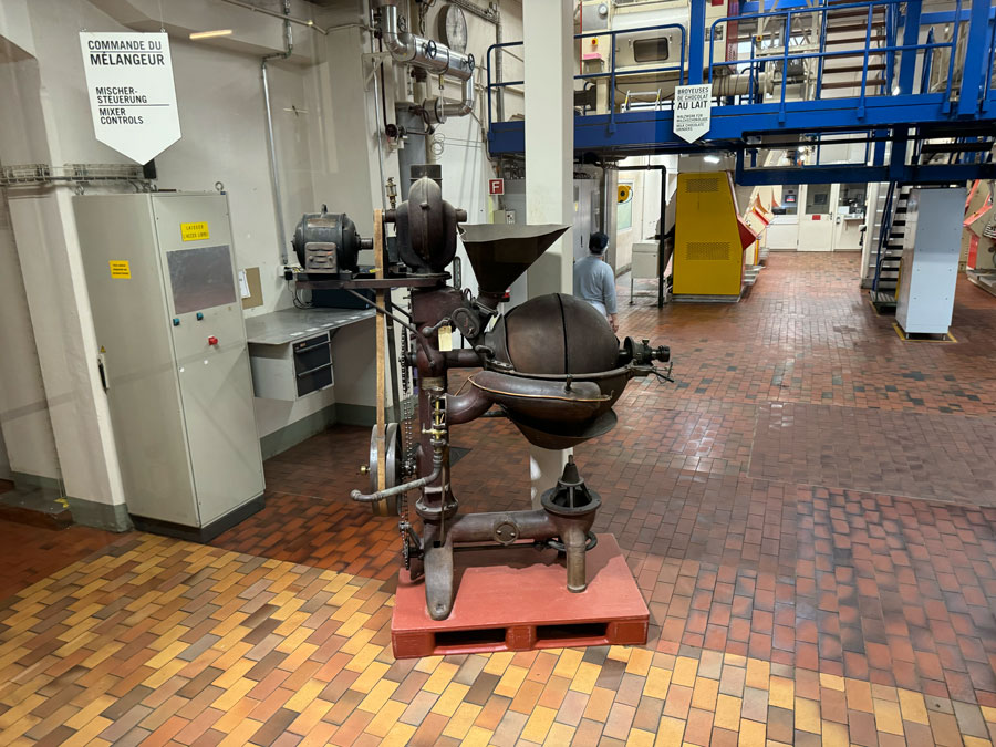 Cocoa/chocolate processing machines in the museum in The Cailler Factory Museum