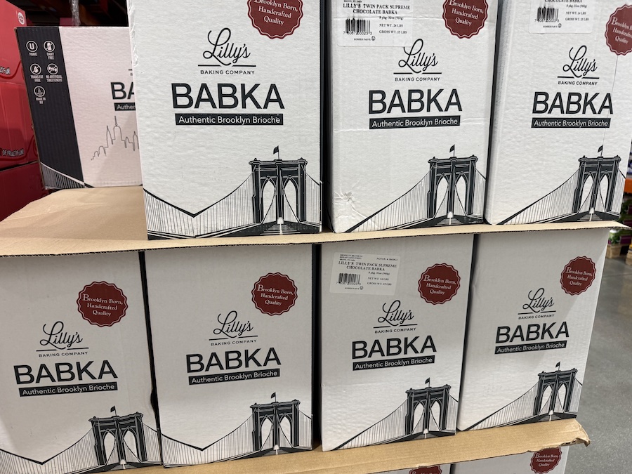 Freshly baked Lilly’s chocolate babka showcased in Costco’s bakery area.