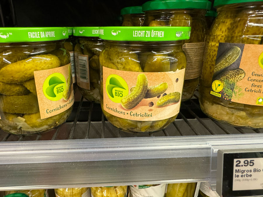 Gherkins in a shop in Locarno