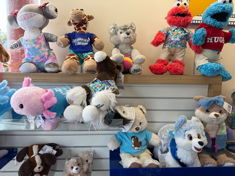 Collection of soft toys at Build-A-Bear Workshop
