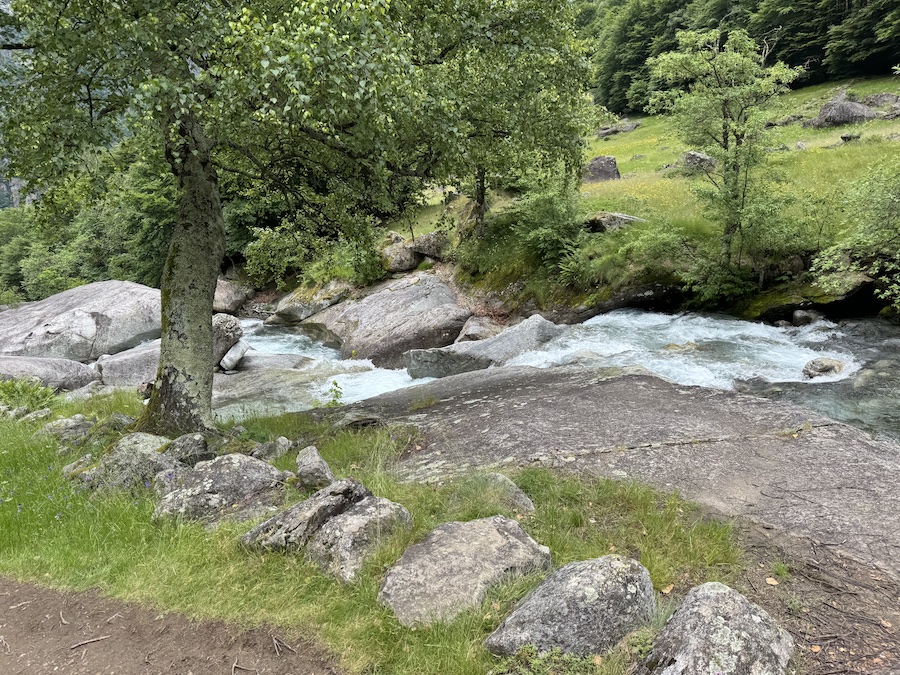 Emerald river pools of Bavona Valley.