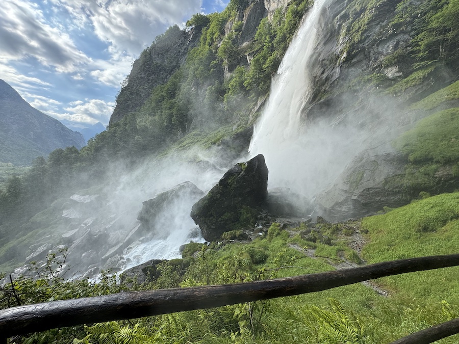 Waterfall cascading into a natural pool in Foroglio.