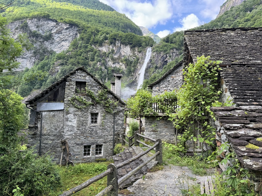 Traditional stone village in the Ticino region.