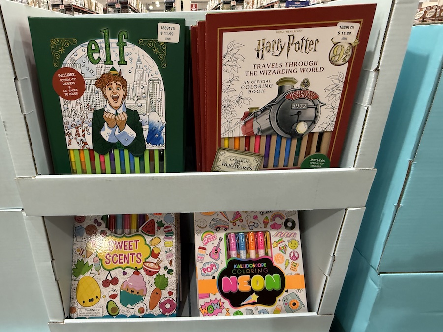 Elf Coloring Book with 10 Dual-Tip Markers displayed near holiday craft supplies.