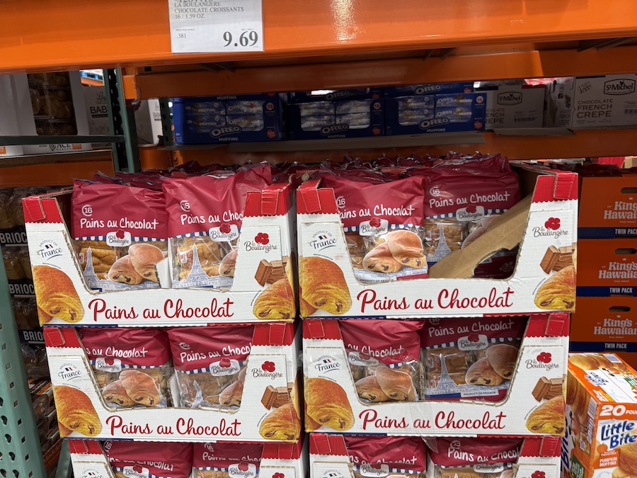 Pack of flaky French-style croissants with rich chocolate filling.