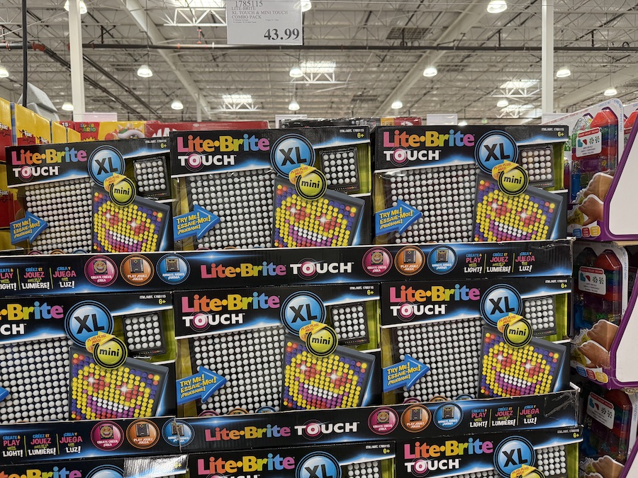 Lite-Brite XL Touch & Mini Touch combo pack with glowing designs.