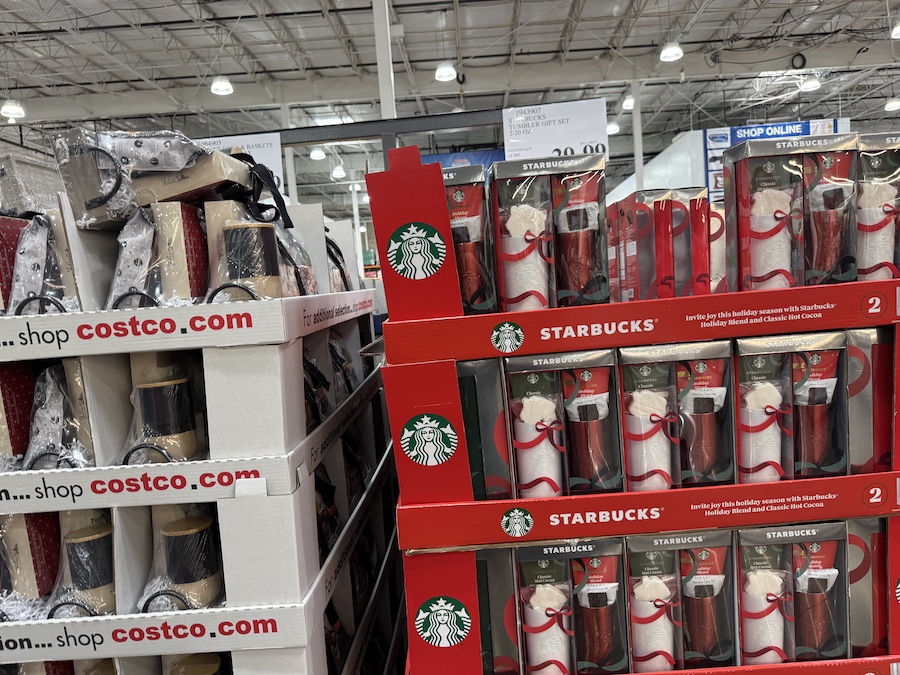 Branded gift box including a reusable Starbucks tumbler and premium coffee.