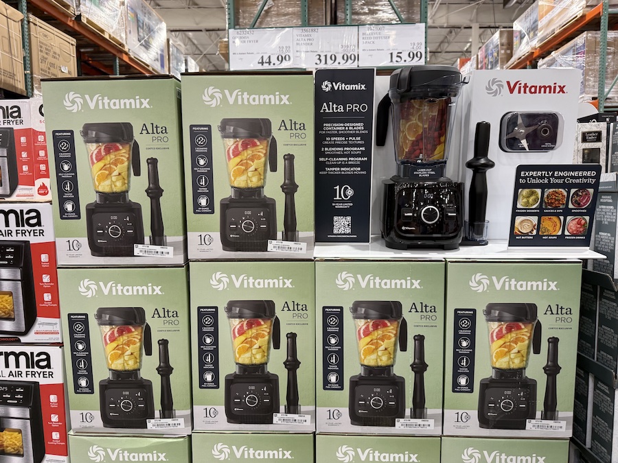 The sleek, high-performance Vitamix Alta Pro blender on display in the store.