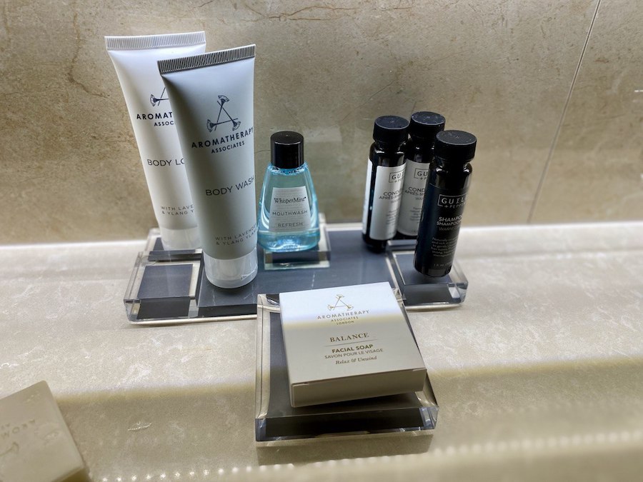 A set of cosmetics in each hotel room