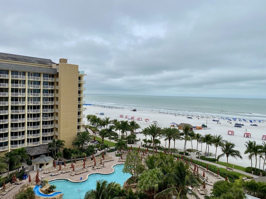 A bird’s-eye view of the resort’s sprawling beachfront.