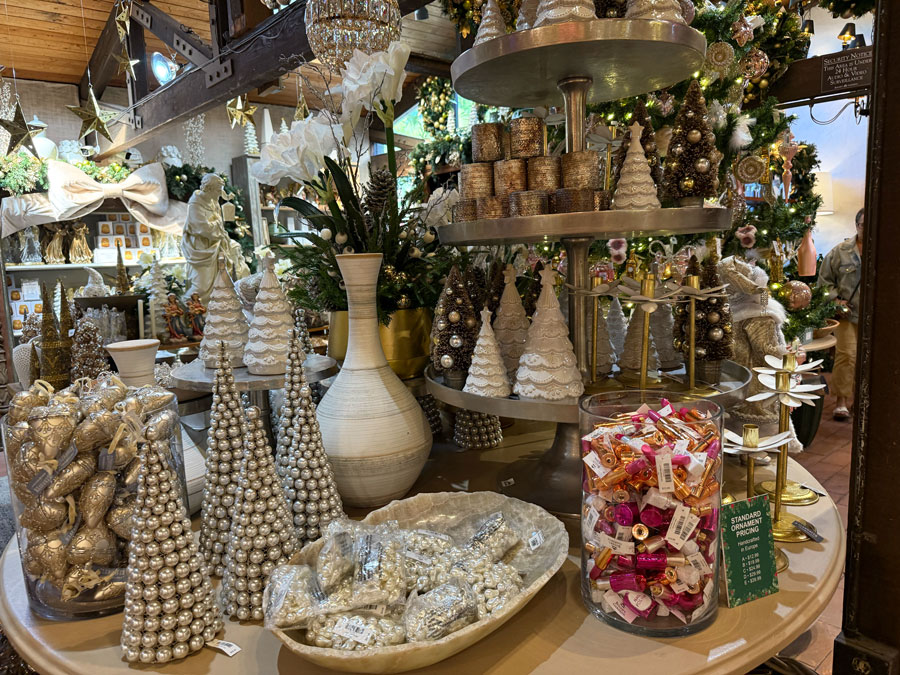 Silver and Crystal Decor at Roger's Gardens Christmas Boutique