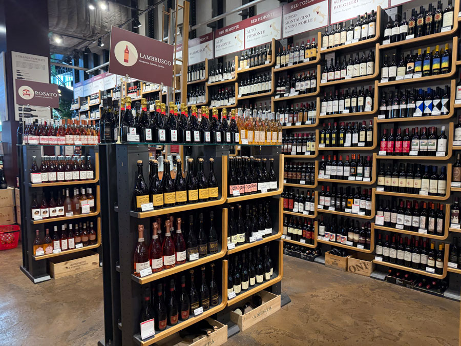 Wine selection at Eataly LA