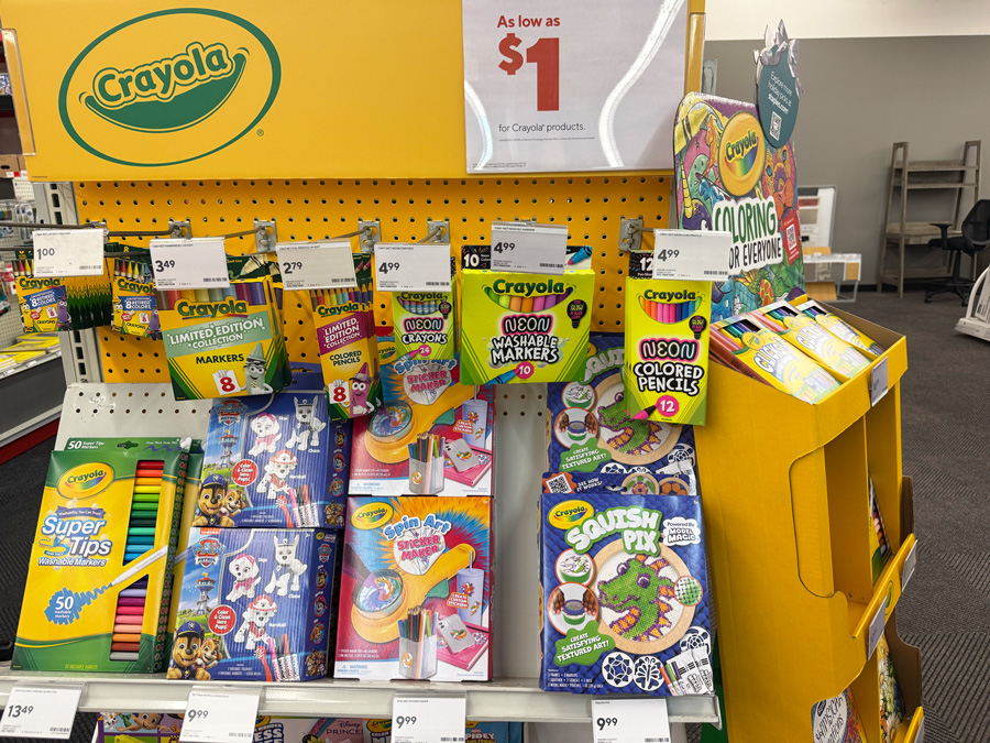 Crayola products on sale at Staples