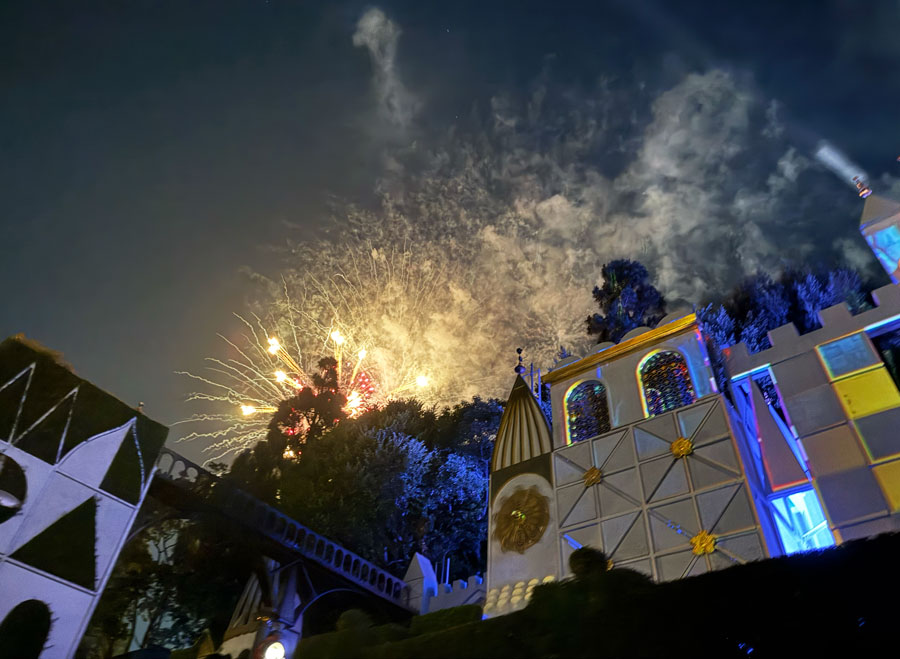 Disneyland fireworks near the “It’s a Small World” attraction