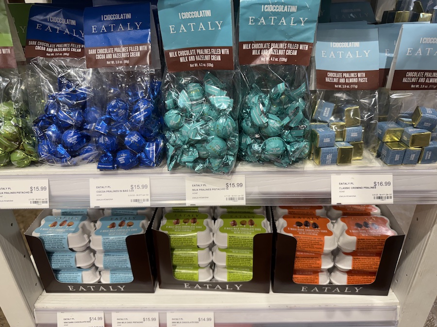 Elegant display of assorted Italian pralines and confections.