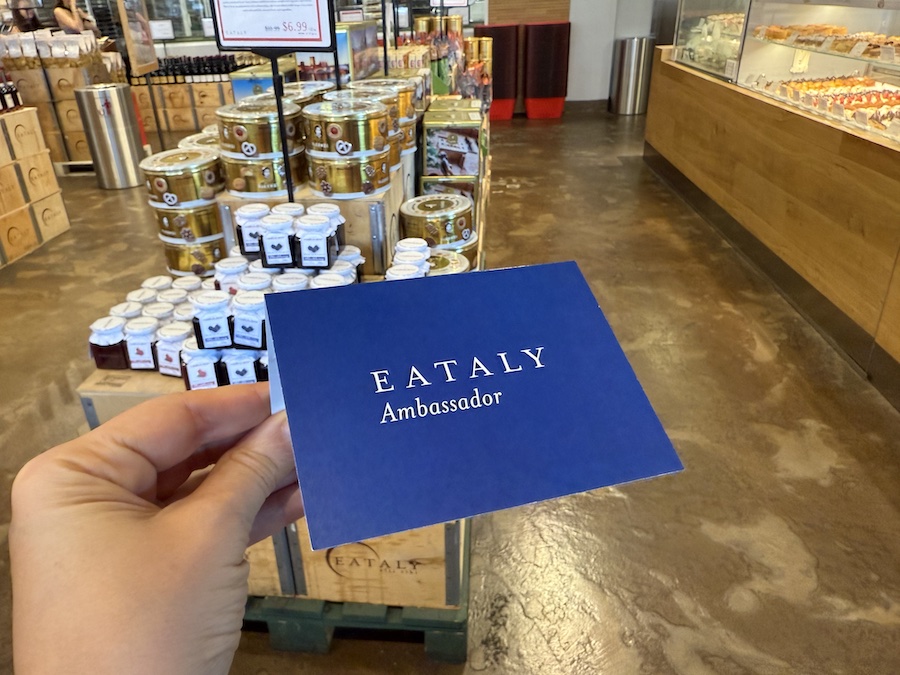 Close-up of the Eataly Ambassador Loyalty Program card, featuring elegant branding and modern design.