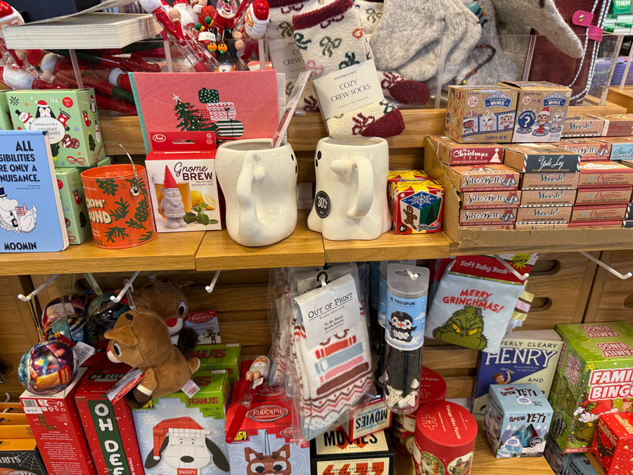Festive stand of gifts and souvenirs at Barnes & Noble