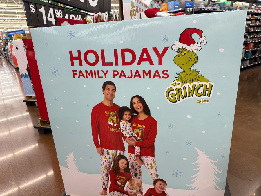 Holiday family pajamas at Walmart