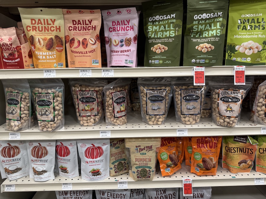 Locally made Santa Barbara Pistachio products displayed prominently with California branding.