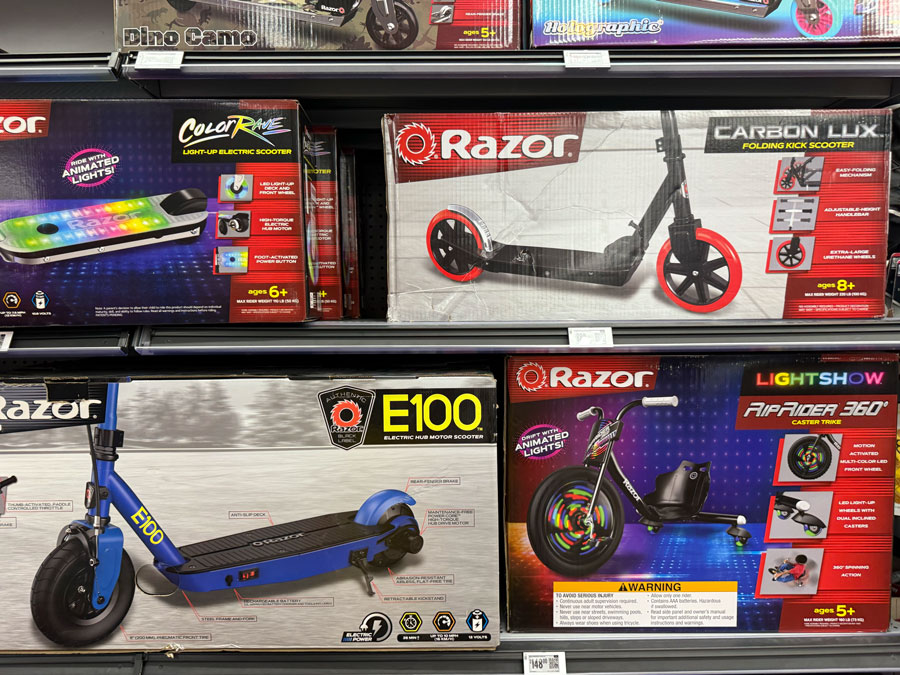 Razor scooters at Walmart