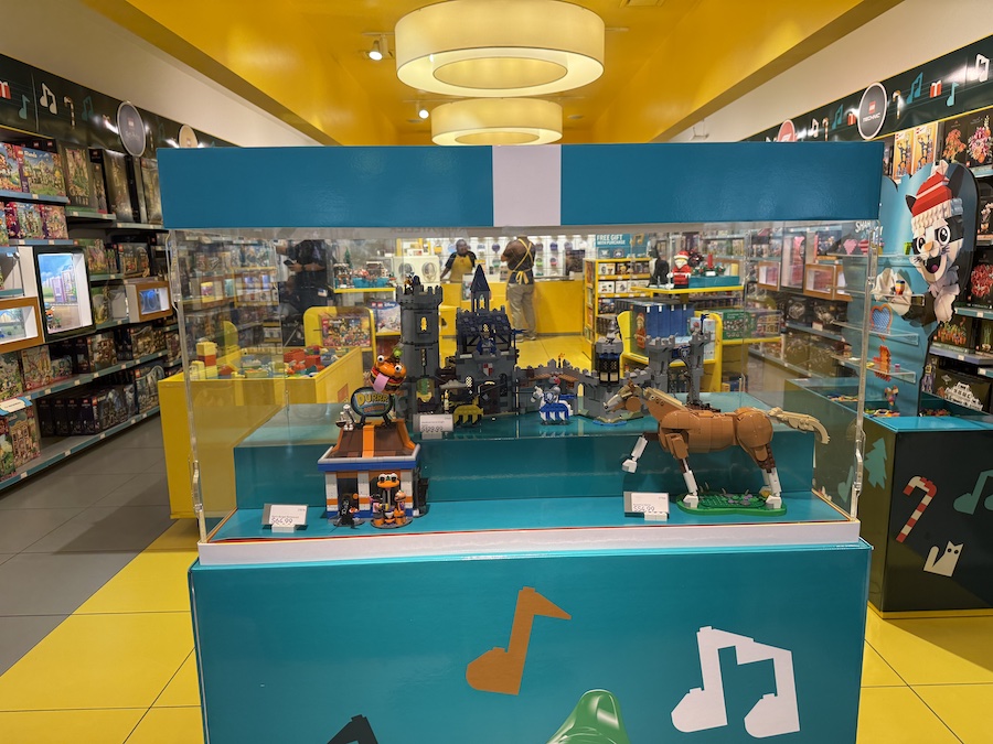 The LEGO Medieval Horse Knight Castle set displayed on a shelf.