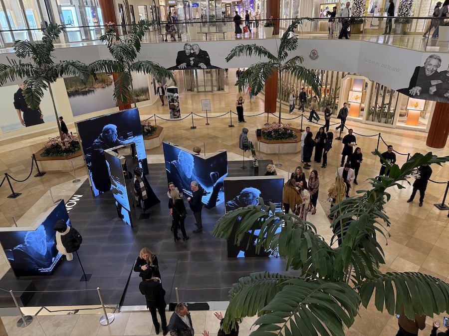 Event display for Moncler’s “Warmer Together” campaign featuring Al Pacino and Robert De Niro