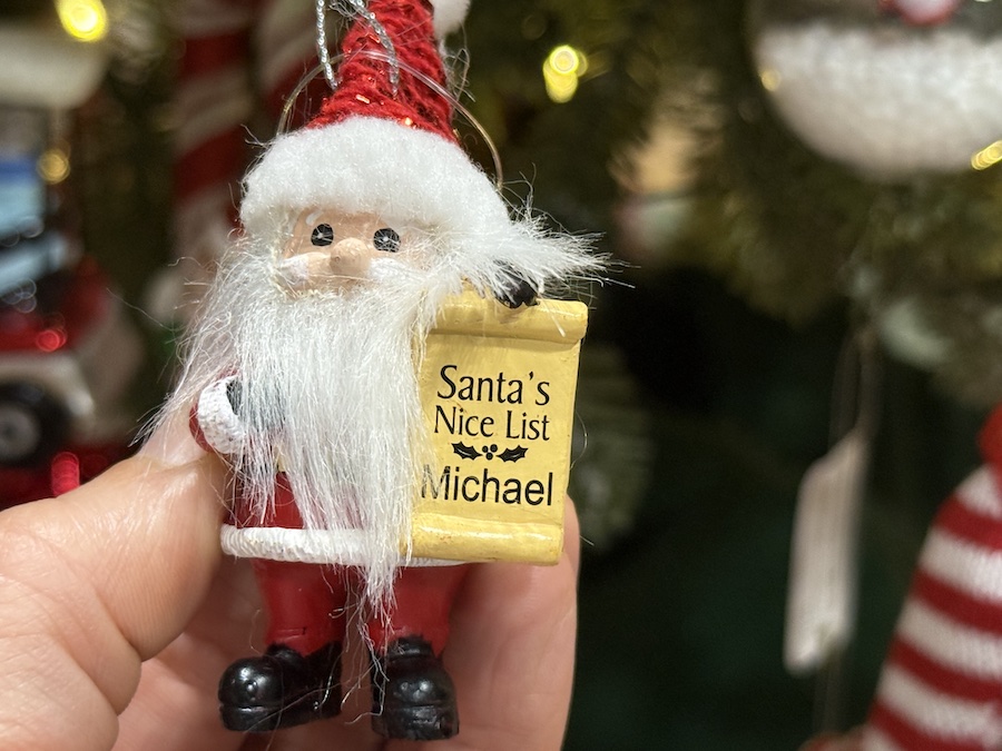 A festive personalized Santa is perfect for gifting or adding a personal touch to a Christmas tree.