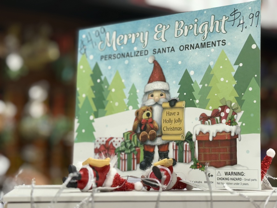 A cheerful holiday advertisement featuring a vibrant with festive typography that reads “Merry and Bright.”