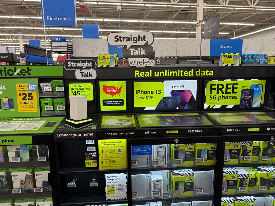 The Straight Talk Wireless stand at Walmart