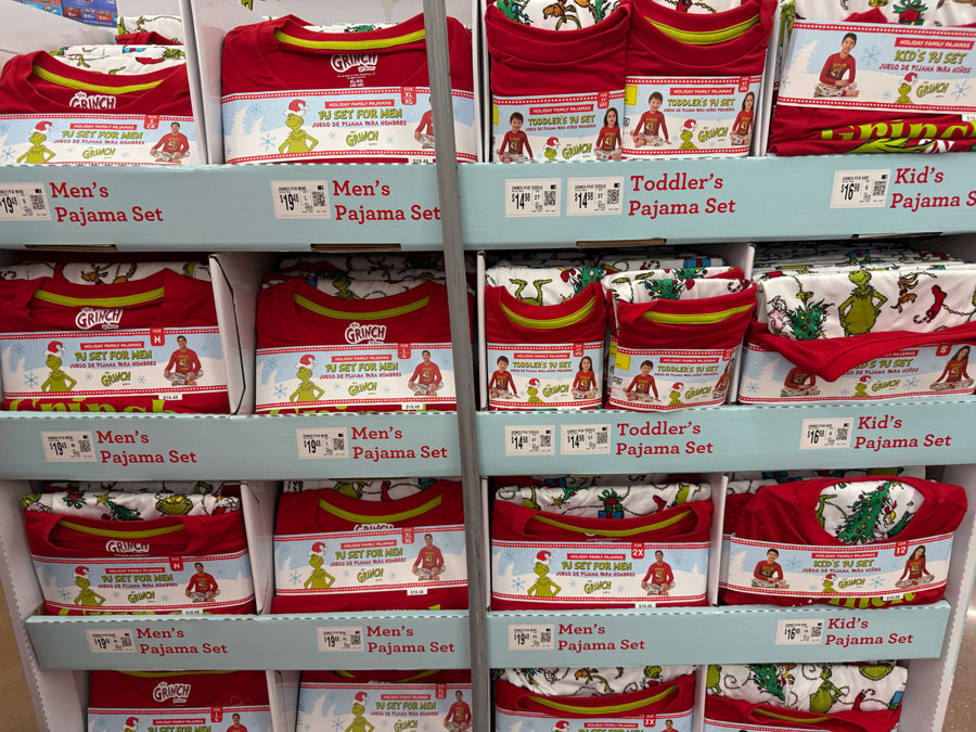 The Grinch pajama sets at Walmart