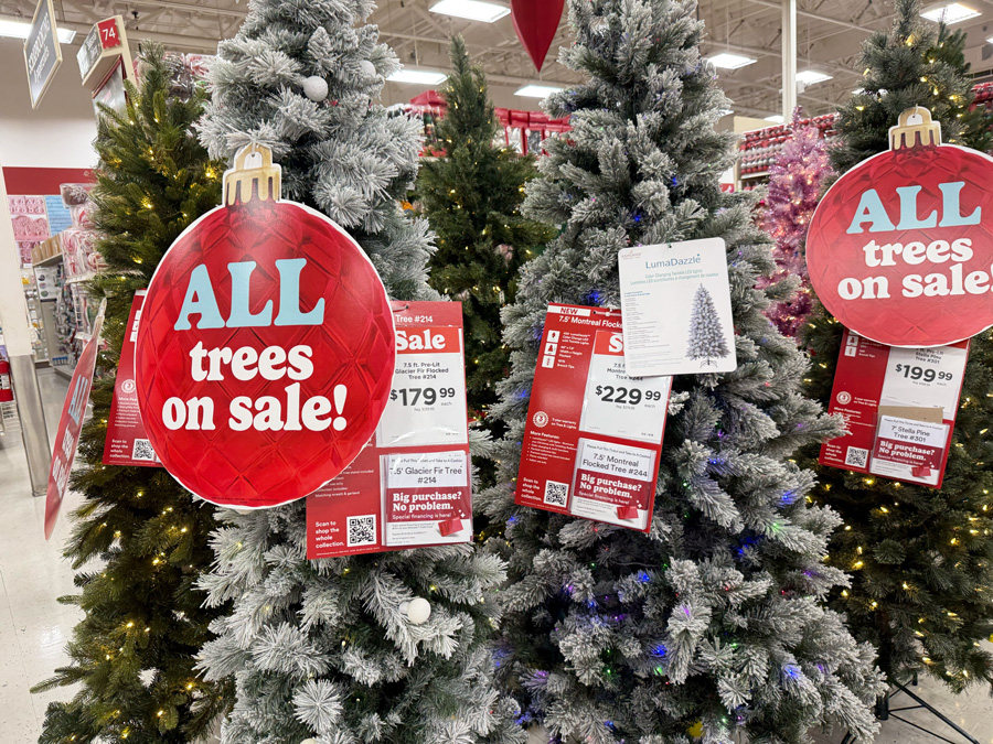 Christmas trees on sale at Michaels