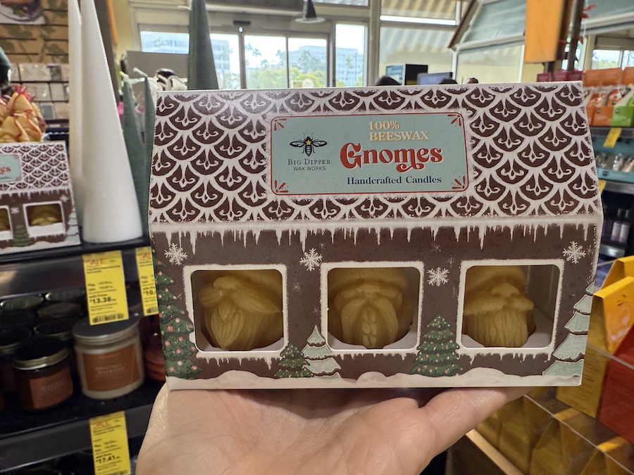 Adorable gnome-shaped handcrafted candles by Big Dipper Wax Works.