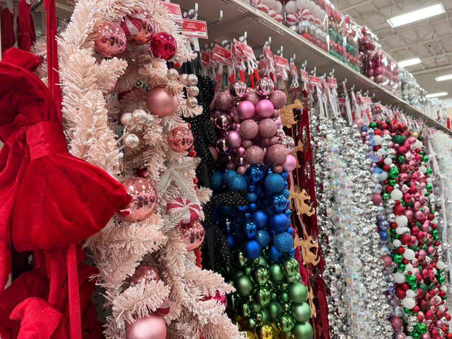 Christmas tree decorations at Michaels