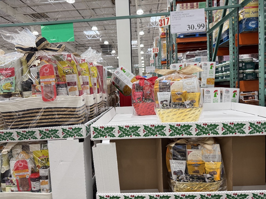 An assortment of premium chocolates arranged in a gift box.