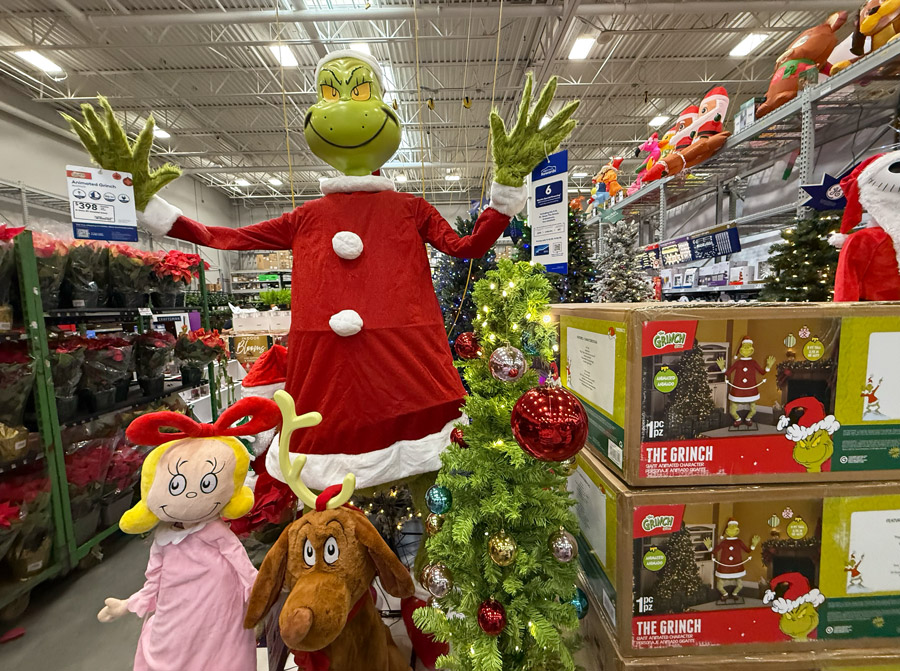 Giant Grinch in a Santa suit - Lowe's
