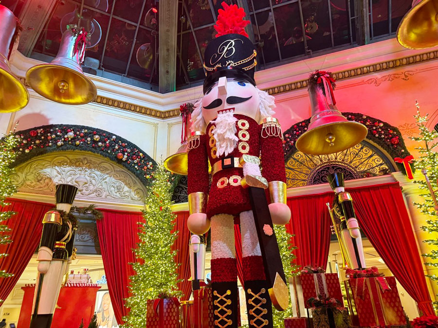 Giant Nutcracker soldiers in the Bellagio Winter Garden and Botanical Gardens