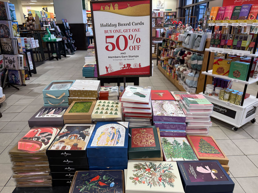 Holiday boxed cards on sale at Barnes & Noble
