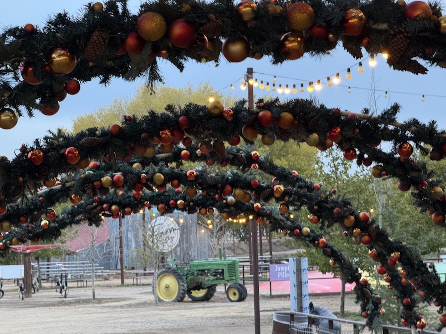 Festive Christmas decorations displayed throughout Mortimer Farms.