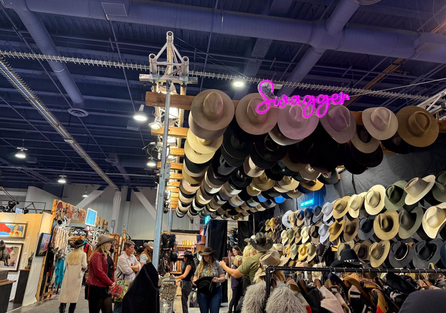 Stand with cowboy hats from 'Swagger' at the Christmas 2025 event