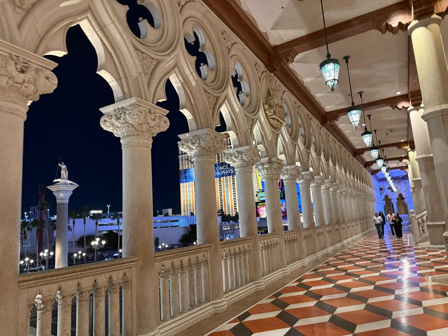 The colonnade of the Venetian hotel-casino in Las Vegas