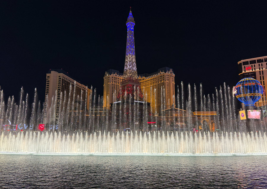 View of the Bellagio fountains