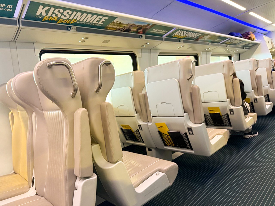 Brightline Premium seats interior.