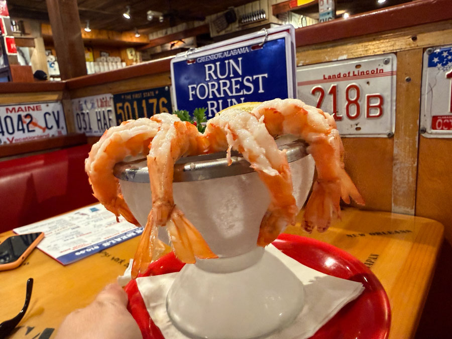 Traditional shrimp cocktail appetizer at Bubba Gump Shrimp Co. Universal Studios CityWalk in Orlando